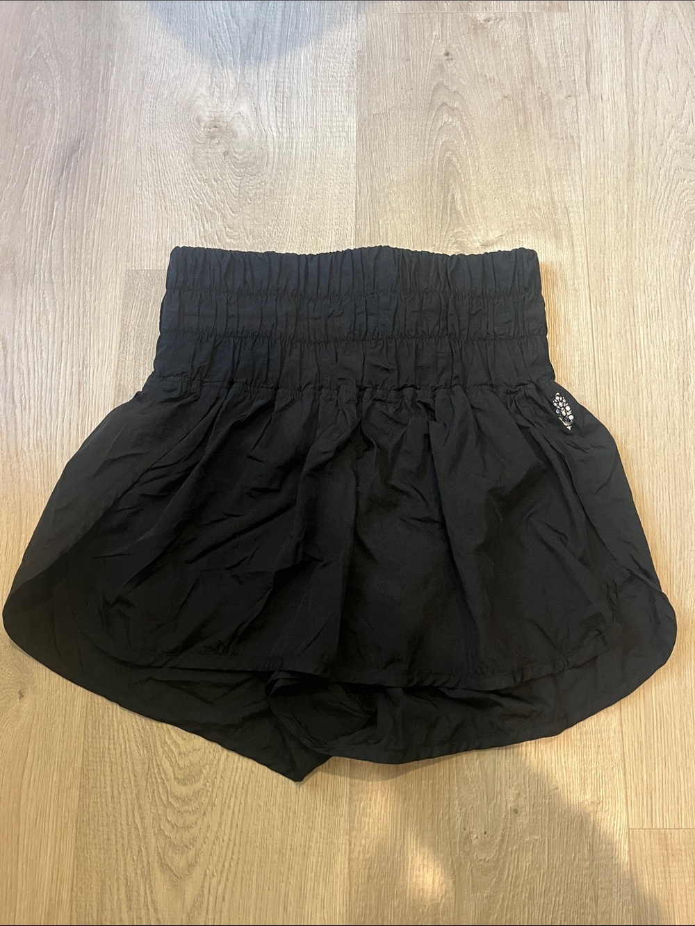 Free People Black Smocked Waist Athletic Shorts